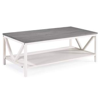 48" Two-Tone Distressed Wood Transitional Coffee Table - Saracina Home