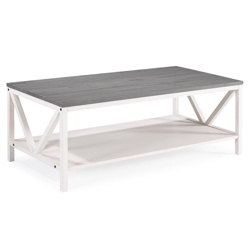 48" Two-Tone Distressed Wood Transitional Coffee Table - Saracina Home, 1 of 17