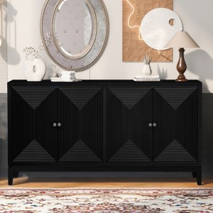 Sleek Storage Cabinet Sideboard Buffet with Vertical Line Design,Suitable for Study,Entrance and Living Room - 1 of 4