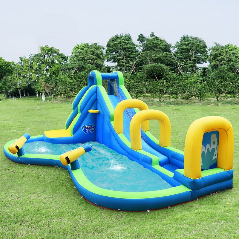 Costway Inflatable Water Slide Kids Bounce House Castle Splash Water Pool with 750W Blower, 4 of 11