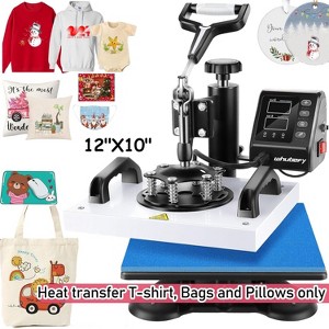 KRISRATE 12" x 10" Heat Press Machine for T Shirts Pillows Bags Mats, Multifunction Shirt Press Machine, Digital Heat Transfer,Heats Evenly,Never Fade - 1 of 4