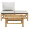 vidaXL 3 Piece Patio Lounge Set with Light Gray Cushions Bamboo - 3 of 4