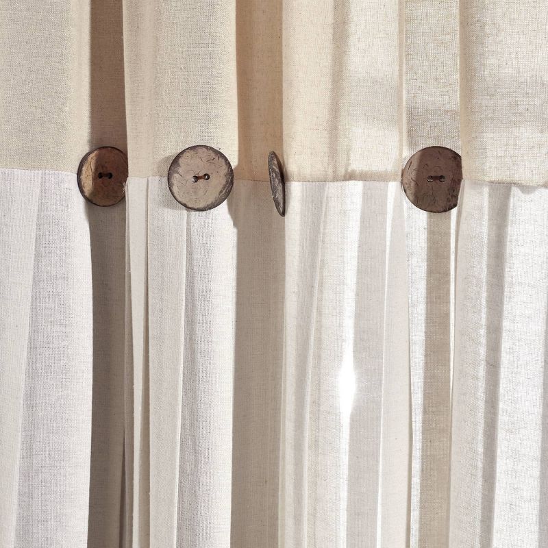 1pc Light Filtering Farmhouse Linen Button Window Curtain Panel - Lush Décor, 4 of 13
