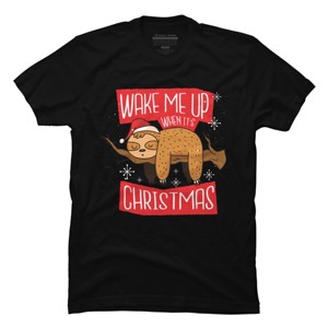 Men's Design By Humans Christmas sloth By ArtStyleAlice T-Shirt - 1 of 4