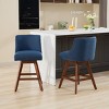 26" Upholstered Swivel Bar Stools Set of 2, Fabric Counter Height Chairs with Curved Back for Kitchen Island or Home Bar -3irtyhousy - 2 of 4