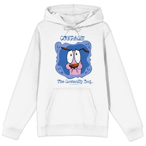 Courage The Cowardly Dog Courage In Blue Frame Long Sleeve White Adult Hooded Sweatshirt - image 1 of 3