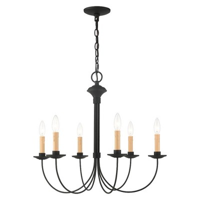 Heritage Black Steel 6-Light Candelabra Chandelier