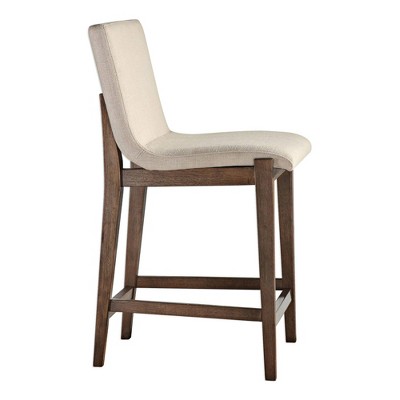 Klemens 26" Walnut Wood and Linen Counter Stool