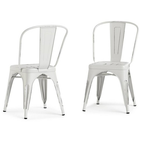 Set of 2 Freya Metal Dining Side Chair Distressed White - WyndenHall: Industrial Design, Stackable - image 1 of 4