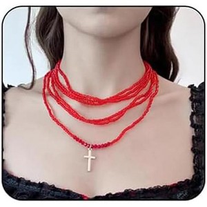 Gothic Blood Drop Fringe Choker With Crystal & Pearl Beads For Vampire Halloween Punk Jewelry - 1 of 4