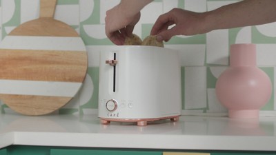 Matte White 2-Slice Stainless Steel Toaster with Wide Slots