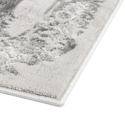 Gray Rectangular Medallion Synthetic 9' x 12' Area Rug