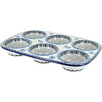 Blue Rose Polish Pottery Georgia Blue Muffin Pan : Target