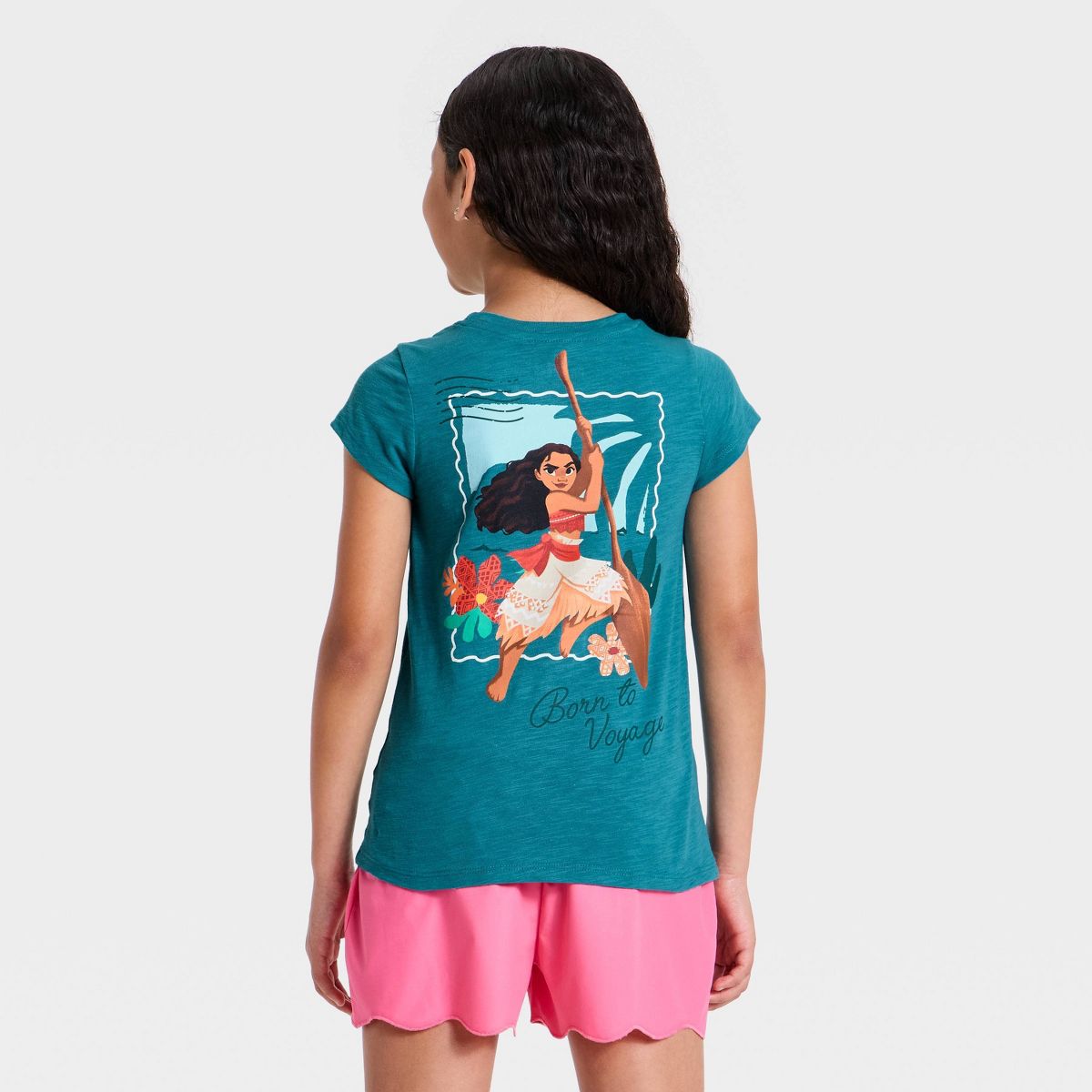 Girls' Disney Moana Wayfinder Short Sleeve Graphic T-Shirt - Blue - thumbnail 3