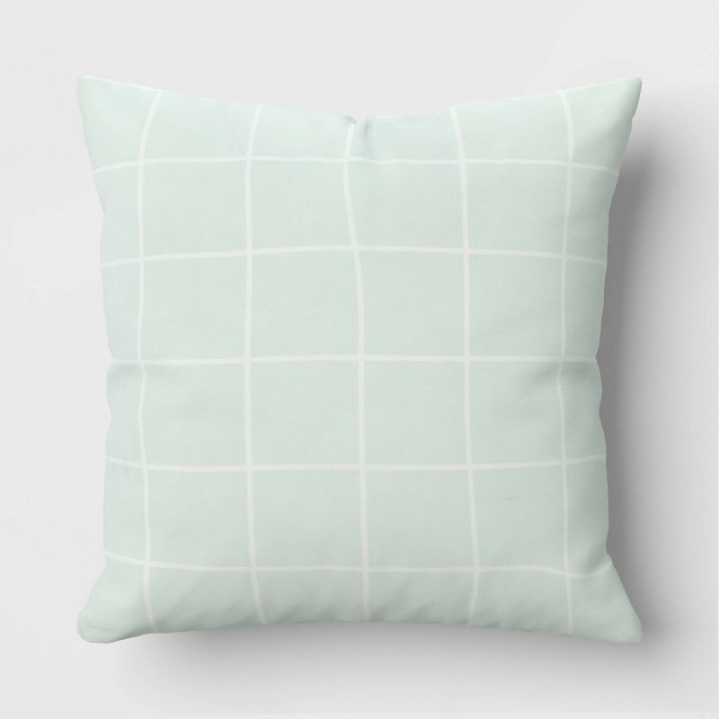 17"x17" Grid Square Outdoor Throw Pillow - Room Essentials™, 1 of 6