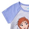 Disney Frozen Elsa, Anna and Olaf Girls’ T-Shirt and Short Set for Toddler and Little Kids – Purple/Gray - 3 of 4