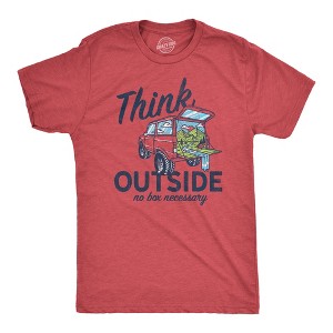 Mens Think Outside No Box Necessary Funny Camping Vintage Car Trunk T shirt - Crazy Dog Men's T Shirt - 1 of 4