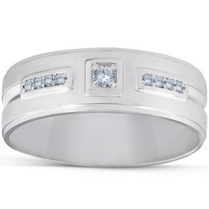 Pompeii3 1/4 Ct Diamond Mens Wedding Band High Polished 7mm Ring - 1 of 3
