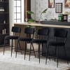 24"Set of 4 modern teddy fabric upholstered bar stools - Metal base high stool - Suitable for kitchen,Black+Golden - image 2 of 4