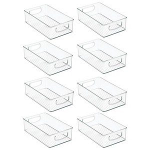 mDesign Small Plastic Kitchen Storage Container Bin with Handles, 8 Pack, Clear, USA Made - 1 of 4
