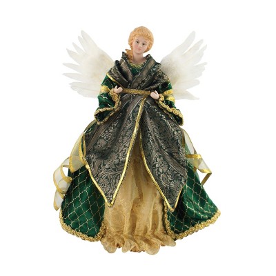 Season's Designs 16In Angel Tree Topper- Green /Gold