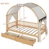 Twin Size Bed Frame with Arched Roof and 2 Drawers, Platform Bed Frame with Headboard, Twin Daybed, Wood Slats Support, No Box Spring Required - 4 of 4