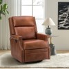 Favonius Wooden Upholstery Genuine Leather Swivel Rocker Recliner with Nailhead Trim for Bedroom and Living Room| ARTFUL LIVING DESIGN - 3 of 4