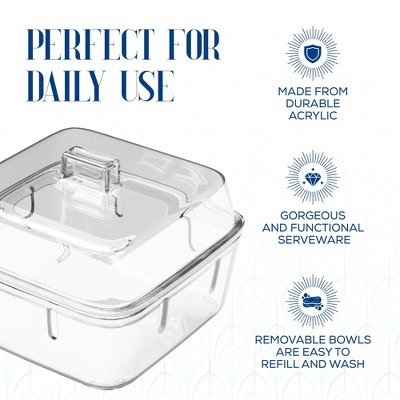 Indigo Blue Acrylic Tray with Clear Lidded Serving Bowls