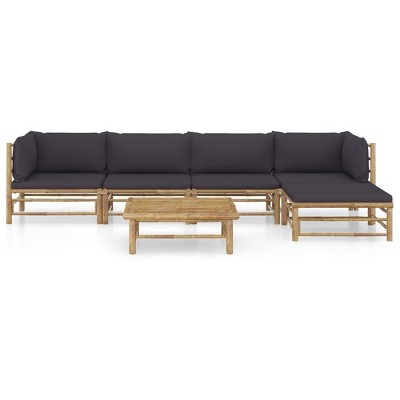 vidaXL Garden Lounge Set Dark Grey, Bamboo Bamboo, Polyester Medium
