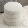 Okak Modern Round Ottoman Bench Vanity Stool Chair Soft Velvet Upholstered Makeup Footrest Stool for Couch Living Room Bedroom Entrance, Ivory - 4 of 4