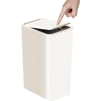 Bathroom Trash Can with Lid, 10 Liter/ 2.6 Gallon Slim Garbage Can, Small Trash Bin Waste Basket with Pop-Up Lid