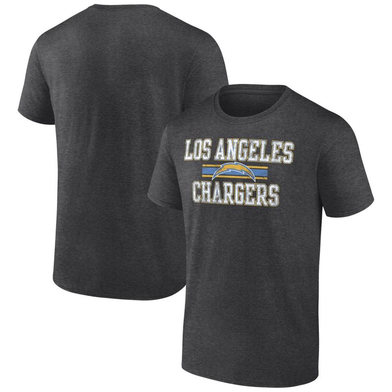 NFL Los Angeles Chargers Men&#39;s Team Striping Gray Short Sleeve Bi-Blend T-Shirt, 1 of 4