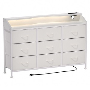 Huxxion Dresser for Bedroom, 9 Drawers Dresser with LED Lights & Charging Station - 1 of 4