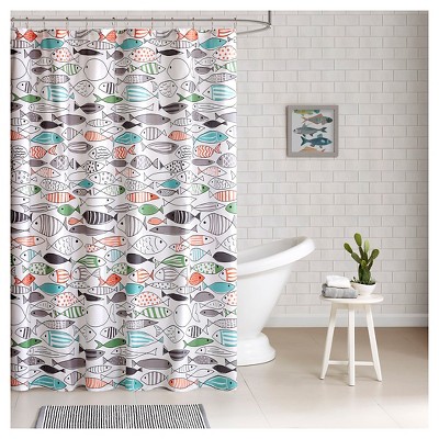 Blue Tropical Fish New Shower Curtain + Matching Fish Hooks