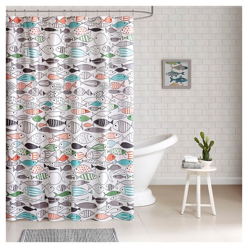 Fish Shower Curtain Green/White