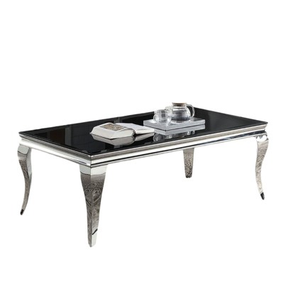 NicBex 51 Inch Rectangle Coffee Table with White Glass Tabletop,Modern Center Table for Living Dining Room