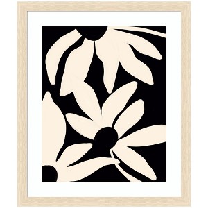 Kate and Laurel Framed Art Minimal Blooms by Alicia Bock, 22x26, Woodgrain Stripe Blonde - 1 of 4