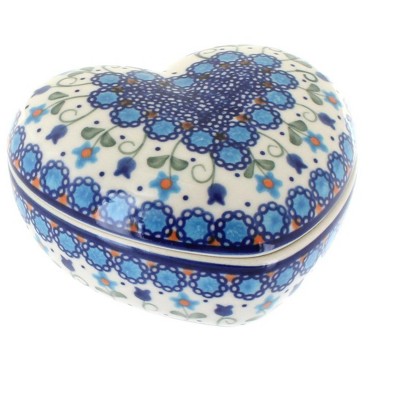 Blue Rose Polish Pottery 124 Vena Large Heart Box