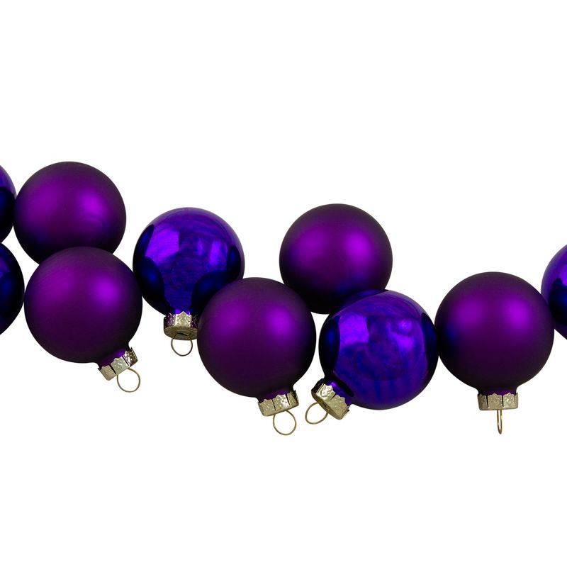 Northlight 10ct Shiny and Matte Purple Glass Ball Christmas Ornaments 1.75" (45mm), 3 of 4