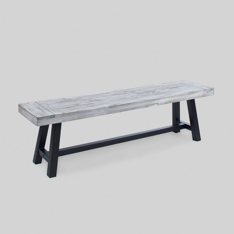 Carlisle Acacia Wood Dining Bench Light Gray - Christopher Knight Home, 1 of 6