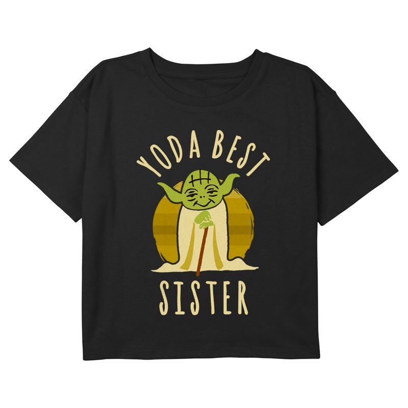 Girl's Star Wars Yoda Best Sister Funny Crop T-Shirt, 1 of 4