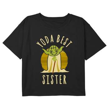 Girl's Star Wars Yoda Best Sister Funny Crop T-Shirt
