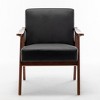 VYNXARIA Accent Chair in Black PU/PVC with Solid Wood Frame for Mid-Century Modern Style - 3 of 4