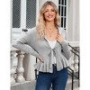 Women's Knit Cardigan Tie Front Peplum Hem Long Sleeve Cropped Casual V-Neck - 2 of 4