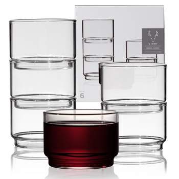 Viski Bodega Glasses - Stackable Drinking Glasses Set - Modern Glassware for Wine and Cocktails - 7oz Set of 6