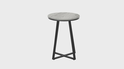 Gray and Black Round Metal and Wood Accent Table