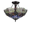 Chloe Lighting Dragan Tiffany-Style 2 Light Dragonfly Semi-Flush Ceiling Fixture 16" Shade - 2 of 2