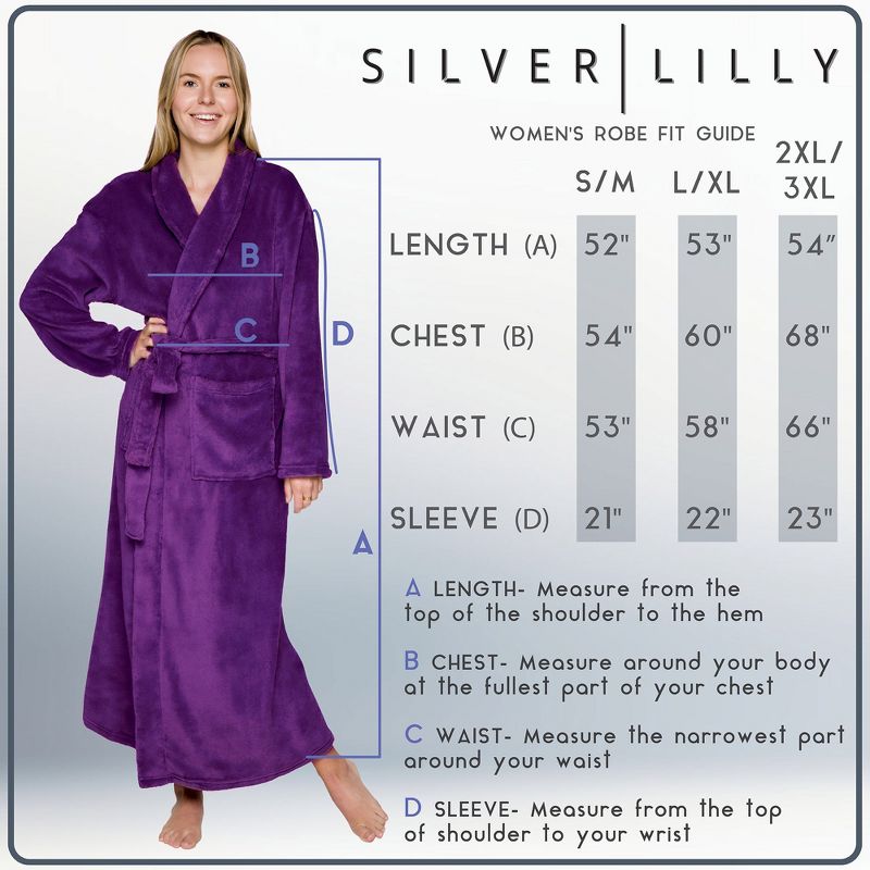 Silver Lilly Womens Full Length Plush Luxury Bathrobe Target 