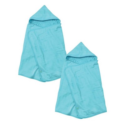 Image of Muslin Hooded Towel made from Organic Cotton (2 pack) - Aqua