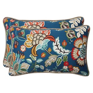 Pillow Perfect Telfair Outdoor 2-Piece Lumbar Throw Pillow Set - Blue, Blue Red